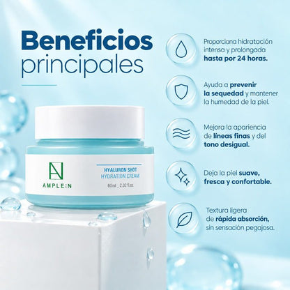 Pack Crema Facial Coreana Ácido Hialurónico 60 + 30 ml AMPLEN