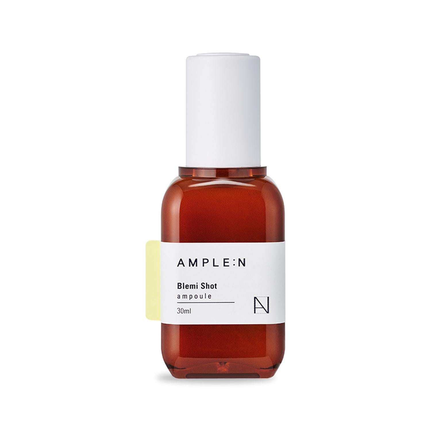 Serum Facial Despigmentante AMPLEN 30ml bottle with applicator and creamy gel texture for skin brightening and anti-spot treatment