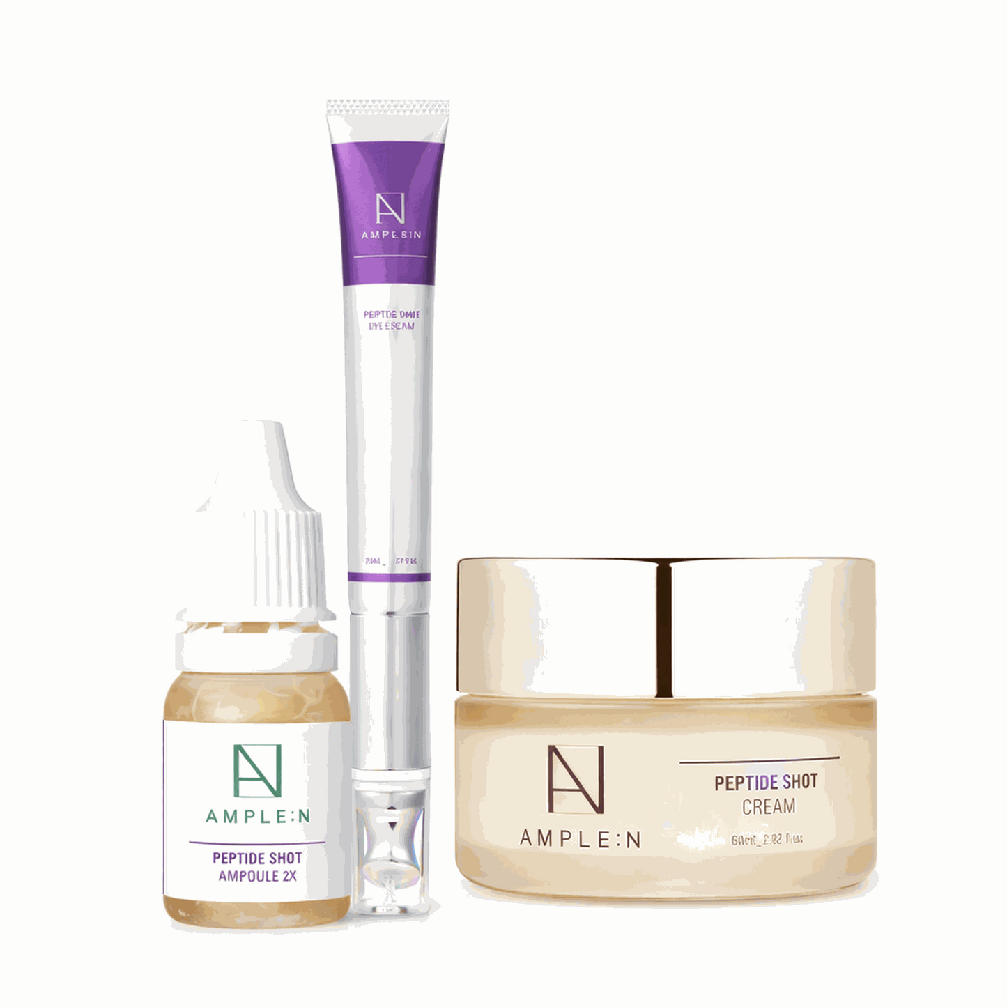 Set Péptido Shot rutina reafirmante con sérum, contorno de ojos y crema facial.