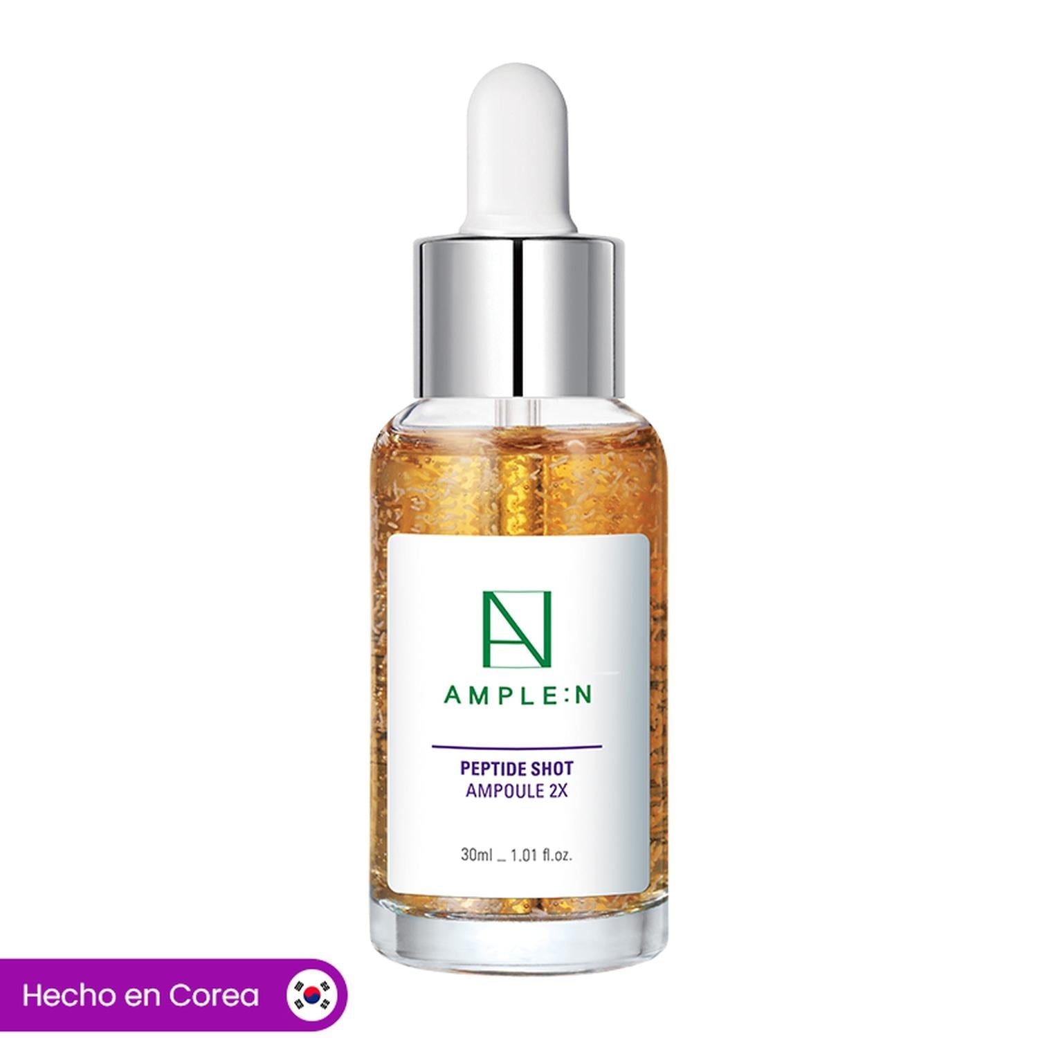 Sérum Facial Antiedad Amplen Péptidos 30ml botella con fórmula de dermocosmética coreana para firmeza y elasticidad de la piel
